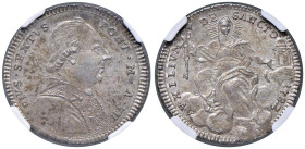 Pio VI (1775-1799) Quinto di scudo o doppio giulio 1782 A. VII - Nomisma 64 AG Bellissima patina iridescente, conservazione eccezionale. Dalla nostra ...