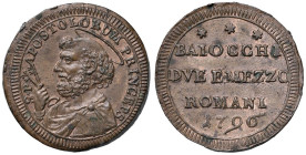 Pio VI (1775-1799) Sampietrino 1796 - Nomisma 134 CU (g 17,59)

Status: FDC