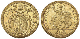 Pio VII (1800-1823) Doppia A. IV - Nomisma 229 AU (g 5,46) Conservazione eccezionale con i fondi brillanti, un vero gioiello numismatico!

Status: F...