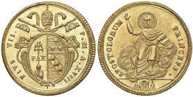 Pio VII (1800-1823) Roma - Doppia A. XVIII con armetta Zambelli - Nomisma 236 AU (g 5,51) Conservazione eccezionale con i fondi brillanti, un vero gio...
