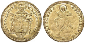 Sede Vacante (1823) Doppia 1823 - Nomisma 304 AU RRRR Dalla nostra asta 45, lotto 2013. Usuale debolezza di conio dovuto ad una coniazione non perfett...