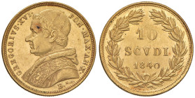 Gregorio XVI (1831-1846) Bologna - 10 Scudi 1840 A. X - Nomisma 136 AU (g 17,33) RRR Macchia al D/

Status: SPL+