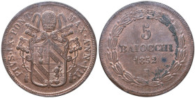 Pio IX (1846-1870) 5 Baiocchi 1852 A. VII - Nomisma 769 CU In slab PCGS MS 62 RB cod. 17292005

Status: MS 62 RB