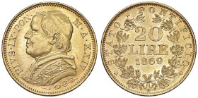 Pio IX (1846-1878) 20 Lire 1869 A. XXIV - Nomisma 850 AU (g 6,46) NC

Status: SPL-FDC