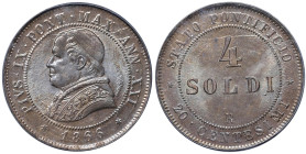 Pio IX (1846-1878) 4 Soldi 1866 A. XXI - Nomisma 893 CU In slab PCGS MS 64 BN cod. 16975497

Status: MS 64 BN