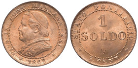 Pio IX (1846-1878) Soldo 1867 A. XXI - Nomisma 904 CU (g 5,21) Conservazione eccezionale in rame rosso

Status: FDC