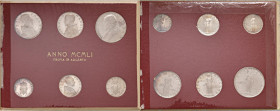Pio XII (1939-1958) Seria di prova in argento 1951 A. XIII - Nomisma 975 AG RRRR Lotto di sei monete nel cartoncino originale. Tiratura di 20 esemplar...