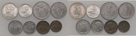 Pio XII (1939-1958) 10, 5, 2 e una Lira, 50, 20, 10 e 5 Centesimi 1941 A. III - Nomisma 957a AG, AC, BA RRR Lotto otto monete, senza oro

Status: FD...