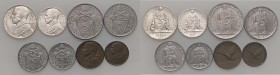 Pio XII (1939-1958) 10, 5, 2 e una Lira, 50, 20, 10 e 5 Centesimi 1942 A. IV - Nomisma 958a AG, AC, BA RR Lotto otto monete, senza oro

Status: FDC