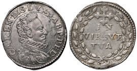Carlo Emanuele I (1580-1630) Lira ·T·M· s.d. - MIR 720e (indicata R/6) AG (g 12,30) RRR Piccole macchie nere

Status: BB+