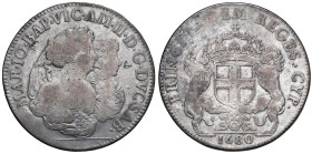 Vittorio Amedeo II reggenza della madre (1675-1680) Scudo bianco 1680 - MIR 837b AG (g 26,61) RRR

Status: qBB
