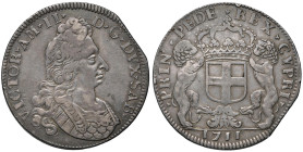 Vittorio Amedeo II (1680-1713) Scudo Bianco 1711 - MIR 964 (indicato R/9) AG(g 27,06) RRRR Colpo al bordo ore 12 del R/. Come riporta Ravegnani Morosi...