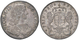 Vittorio Amedeo II (1680-1713) Mezzo scudo bianco 1681 - MIR 965b (indicato R/6) AG (g 13,53) RR Splendida patina da vecchia collezione

Status: qSP...