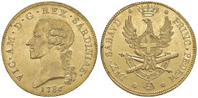 Vittorio Amedeo III (1773-1796) Carlino da 5 doppie 1786 - Nomisma 274; MIR 979 AU (g 45,56) RRR Esemplare di qualità eccezionale, specie per questo s...