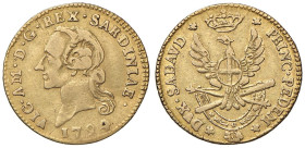 Vittorio Amedeo III (1773-1796) Mezza doppia 1794 - Nomisma 316 AU (g 4,49) RRR

Status: qBB-BB
