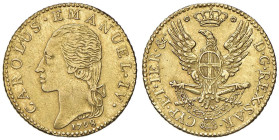Carlo Emanuele IV (1796-1802) Mezza doppia 1798 - Nomisma 479 (indicato R/4) AU (g 4,55) RRRR Millesimo di estrema rarità. Esemplare tra i pochissimi ...