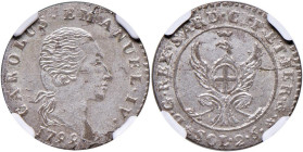Carlo Emanuele IV (1796-1802) 7,6 Soldi 1799 - Nomisma 486 MI R In slab NGC MS 63 cod. 6647352-003. Top pop, miglior esemplare certificiato NGC

Sta...