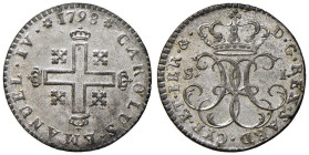 Carlo Emanuele IV (1796-1800) Soldo 1798 - Nomisma 491 Mi (g 1,82) Di inusuale ed altissima conservazione per la tipologia. Esemplare non circolato, d...