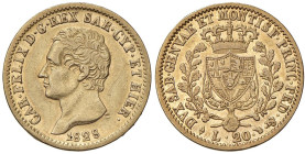 Carlo Felice (1821-1831) 20 Lire 1828 T (L) - Nomisma 549 AU Graffio al D/

Status: BB