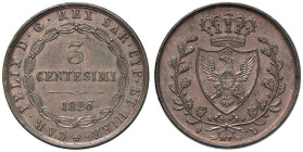 Carlo Felice (1821-1831) 3 Centesimi 1826 T - Nomisma 618 CU

Status: FDC/qFDC