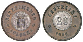 Studi per la monetazione del Regno (1860-1861) Bologna - 20 Centesimi 1860 - Luppino PP29; P.P. 44 Bimetallico (g 2,61) RRR

Status: SPL+
