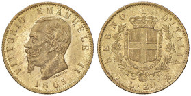 REGNO D'ITALIA Vittorio Emanuele II (1861-1878) 20 Lire 1865 T - Nomisma 852 AU

Status: SPL+