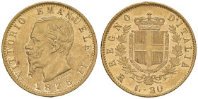 Vittorio Emanuele II (1861-1878) 20 Lire 1878 - Nomisma 868a AU RR Splendido esemplare con i fondi brillanti al D/ e praticamente a specchio al R/. Va...