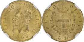 Vittorio Emanuele II (1861-1878) 10 Lire 1863 T - Nomisma 870 AU In slab NGC MS 64 cod. 6066337-039

Status: MS 64