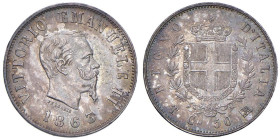 Vittorio Emanuele II (1861-1878) 50 Centesimi 1863 T stemma - Nomisma 927 AG

Status: FDC