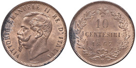 Vittorio Emanuele II (1861-1878) 10 Centesimi 1867 H - Nomisma 949 CU Macchie sul bordo

Status: FDC