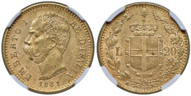 Umberto I (1878-1900) 20 Lire 1881 - Nomisma 980 AU In slab NGC MS 63 cod. 2116884-001

Status: MS 63