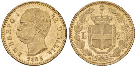 Umberto I (1878-1900) 20 Lire 1885 - Nomisma 984 AU Rarissima variante con l'1 ribattuto

Status: SPL+