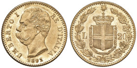 Umberto I (1878-1900) 20 Lire 1891 - Nomisma 989 AU Entrambi 1 ribattuti su 1

Status: FDC
