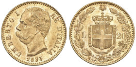 Umberto I (1878-1900) 20 Lire 1893 - Nomisma 990 AU Primo 1 ribattuto

Status: FDC