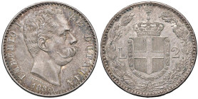 Umberto I (1878-1900) 2 Lire 1886 - Nomisma 999 AG Stupenda patina

Status: SPL+/FDC