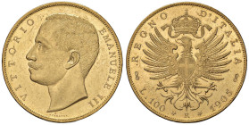 Vittorio Emanuele III (1900-1946) 100 Lire 1905 - Nomisma 1046 AU RR Minimi colpetti al bordo. Segnetti da contatto

Status: qFDC