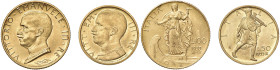 Vittorio Emanuele III (1900-1946) 100 e 50 Lire 1933 A. XI - Nomisma 1058, 1070 AU RR Lotto di due monete, colpetto al bordo e minimi graffietti da pu...