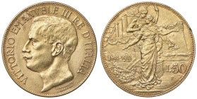 Vittorio Emanuele III (1900-1946) 50 Lire 1911 - Nomisma 1066 AU R Minimi graffietti e colpetto al bordo

Status: SPL