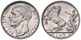 Vittorio Emanuele III (1900-1946) 10 Lire 1931 - Nomisma 1117 AG RRR Rarissimo millesimo per numismatici, con una tiratura di soli 50 esemplari. Minim...