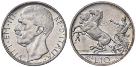 Vittorio Emanuele III (1900-1946) 10 Lire 1934 - Nomisma 1120 AG RRR Tiratura di soli 50 esemplari. Segnetti al D/

Status: qFDC/FDC