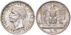 Vittorio Emanuele III (1900-1946) 5 Lire 1934 - Nomisma 1142 AG RRR Macchioline. Rarissimo millesimo per numismatici, con una tiratura di soli 50 esem...