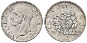 Vittorio Emanuele III (1900-1946) 5 Lire 1938 - Nomisma 1146 AG RRRR Tiratura di soli 20 esemplari. Insignificanti colpetti al bordo.

Status: FDC