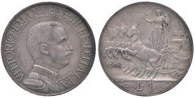 Vittorio Emanuele III (1900-1946) Lira 1908 esperimento di sabbiatura - Luppino ART64 AG (g 5,00) RRRR

Status: FDC
