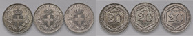 Vittorio Emanuele III (1900-1946) Serie dei 20 centesimi esagono 1918, 1919, 1920 - Nomisma 1290 - 1291 - 1293 Ni L'esemplare del 1918 si presenta alt...
