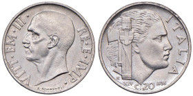 Vittorio Emanuele III (1900-1946) 20 Centesimi 1936 - Nomisma 1294 NI RR Segnetto al R/

Status: FDC