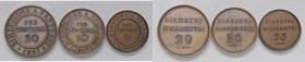 Vittorio Emanuele III (1900-1946) 20, 10 e 5 Centesimi 1907 Progetto Dimensionale - P.P. 304, 332 e 357; PPSJ93, PPSJ104 e PPSJ 110 CU (g 9,30 + 6,21 ...