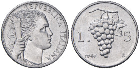 REPUBBLICA ITALIANA (1946-) 5 Lire 1947 - Gig. 278 IT RR Un insignificante graffietto al R/

Status: FDC