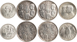 GREECE: Lot of 4 coins in silver (0,835), composed of 20 Drachmas (1960), 2x 30 Drachmas (1963) & 30 Drachmas (1964) (Bern Mint). (Hellas 203+204+238)...