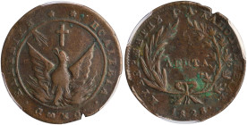 GREECE: 5 Lepta (1828) (type A.2) in copper. Phoenix with unconcentrated rays on obverse. Variety "138-H.d" by Peter Chase. Graded by PCGS "VF Detail ...