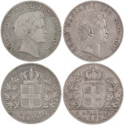 GREECE: Lot of 2 coins in silver (0,900), composed of 5 Drachmas (1833) (type I) & 5 Drachmas (1833 A) (type I). Head of King Otto facing right and in...